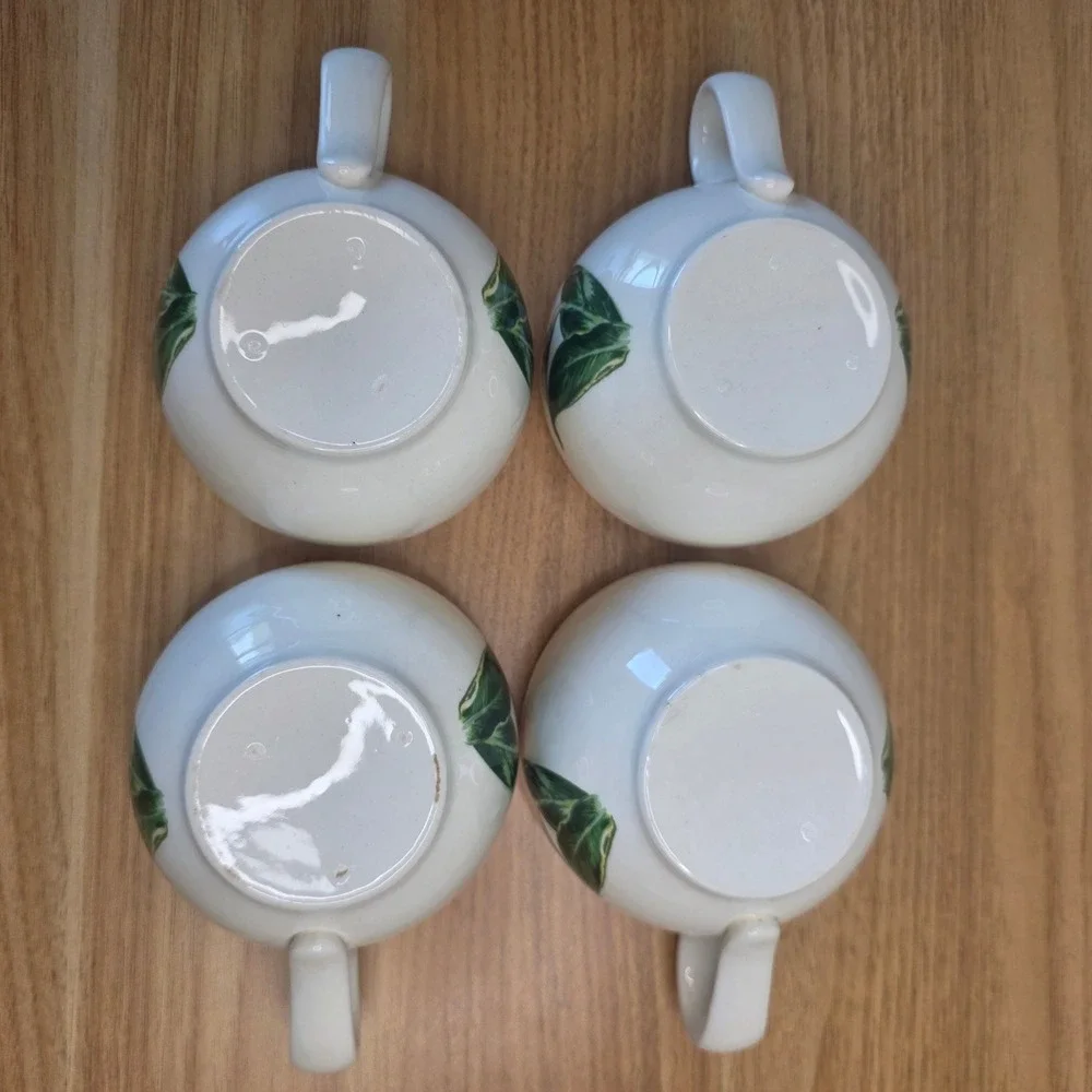Santa Anita Ware Teacup/Saucer Set of 4 Flowers Of Hawaii Bird Of Paradise 1949